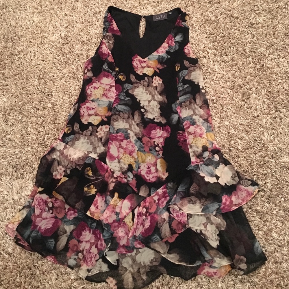 ASTR Floral Ruffle Print Dress